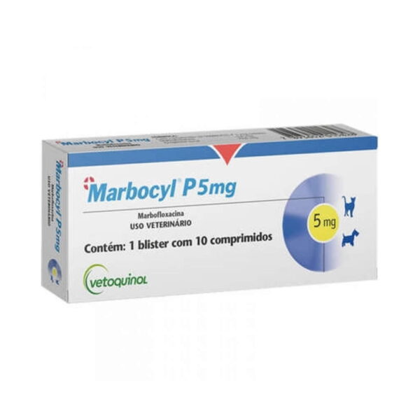 Antibiótico Marbocyl P 5mg para Cães e Gatos Vetoquinol - 10 Comprimidos