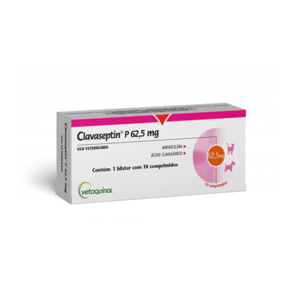 Antibiótico Clavaseptin P 62,5mg para Cães e Gatos Vetoquinol - 10 comprimidos