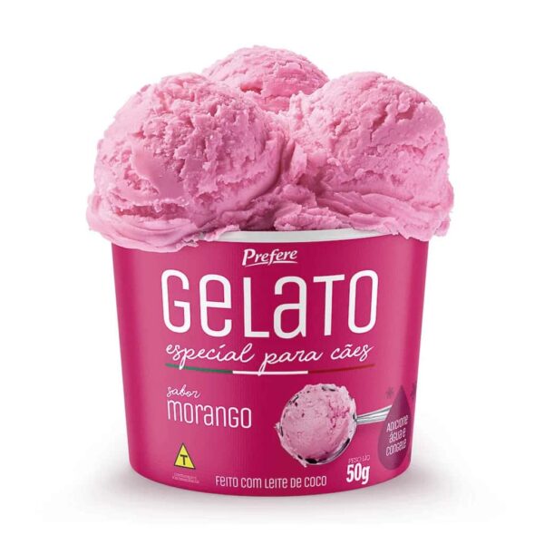 Sorvete Gelato para Cães 50g Sabor Morango - Prefere