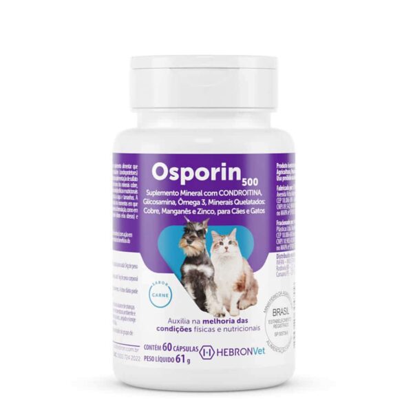 Suplemento Mineral Osporin 500 Para Cães e Gatos Hebron Vet