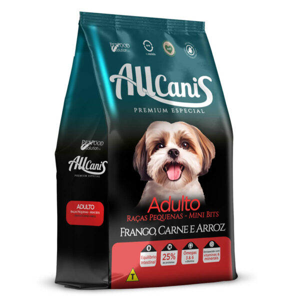 Ração Allcanis Cães Adultos de Raças Pequenas Mini Bits 15kg